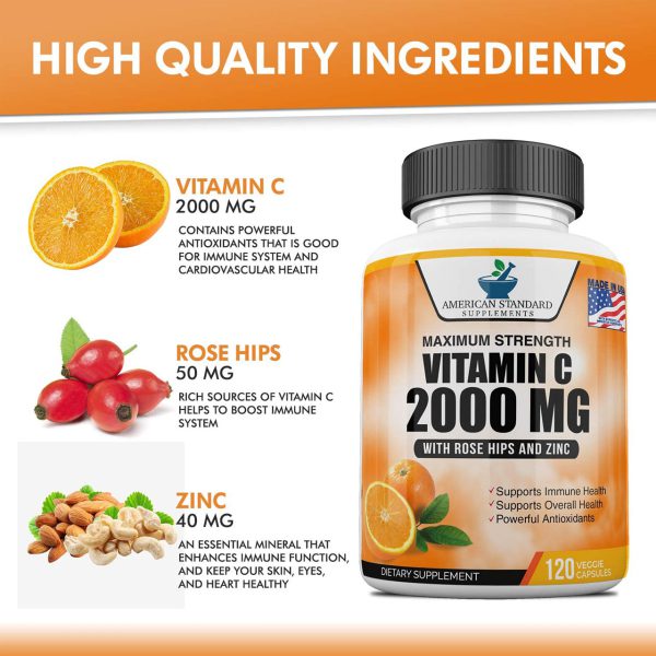 Vitamin C 2000mg with Zinc and Rose Hips Extract american standard 4