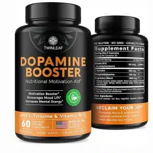 TWINLEAF Dopamine Brain Support Supplement, 1000 mg Blend - Made in USA - with Vitamin B12 and L-Tyrosine - Enhance Mental Well-Being - 60 Capsules مکمل تقویت مغز دوپامین TWINLEAF